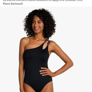 La Blanca Black Island Goddess Strappy  One-Shoulder Swimsuit NWT